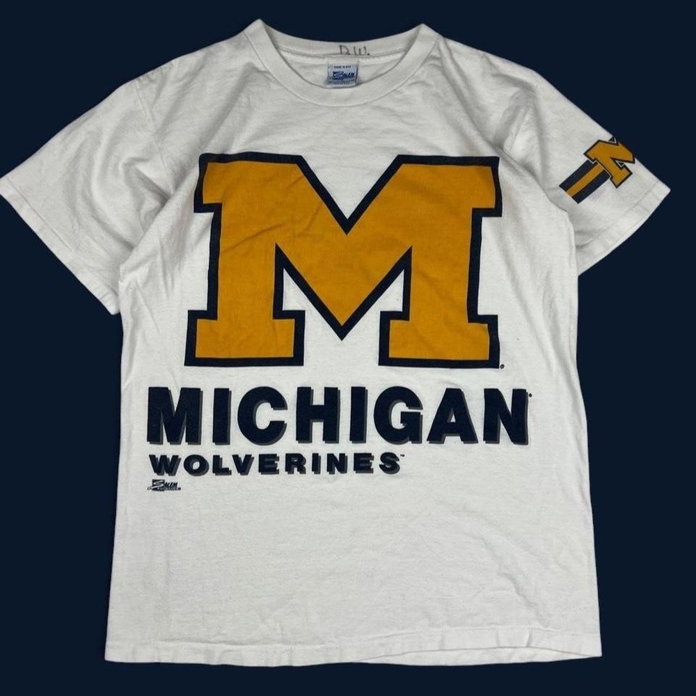 Vintage Michigan Wolverines tee white Salem Sportswear size L single stitch